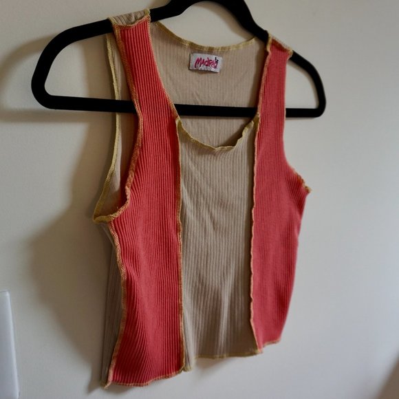 Vintage Madrag Y2K Colorblock Contrast-Seam Crop Top - Picture 7 of 7